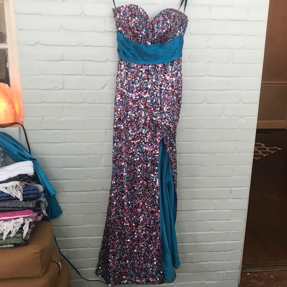 Show Stopping Strapless Sequin Gown